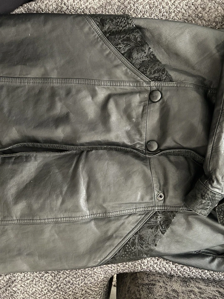 Abrigo largo negro vintage Wilsons de cuero para mujer pequeño extra pequeño gamuza cachemira Foto 4 de 4