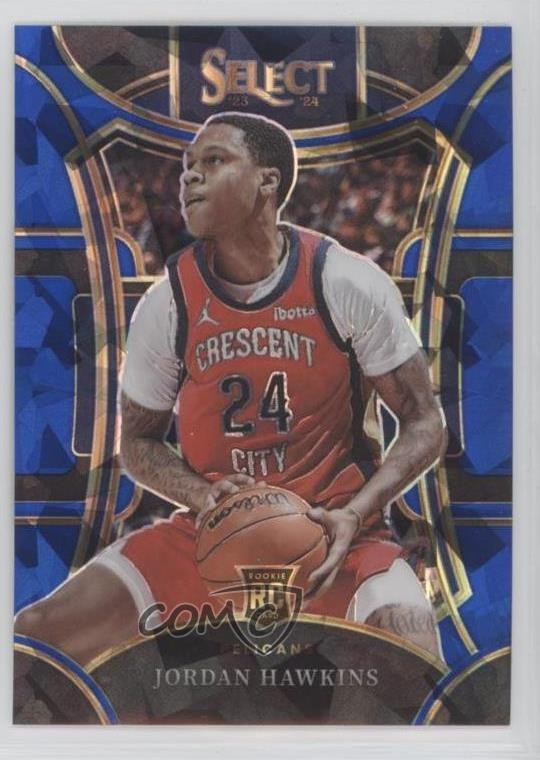 2023-24 Panini Select Mezzanine Level Blue Cracked Ice Prizm Jordan Hawkins 0f13