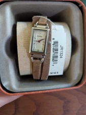 Fossil Women's Delaney JR1324 Brown Leather Strap Rectangular Watch