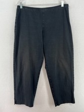EILEEN FISHER Pants S Organic Cotton Stretch Twill Tapered Ankle Side Zip Black