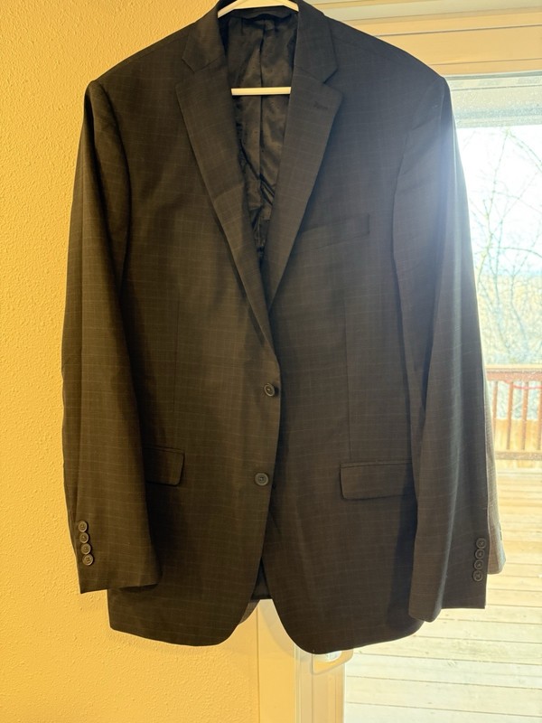 Michael Strahan Sport Coat Men's 46L Modern Fit Charcoal Plaid