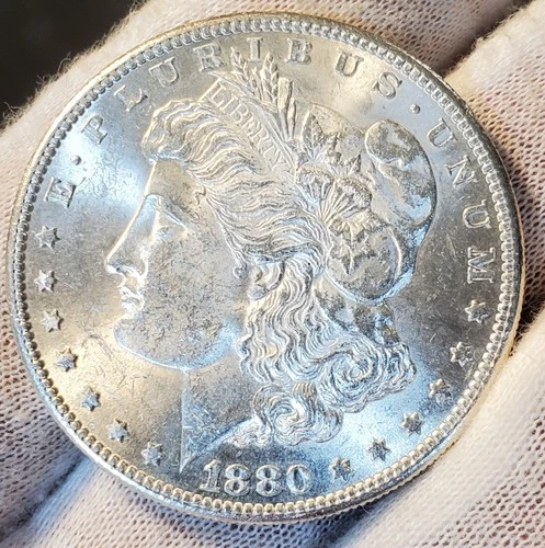 * 1880 S * BU MS+ FROSTY WHITE ALL ORIGINAL MORGAN SILVER DOLLAR LOT #Q14