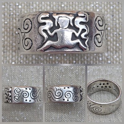 Vintage Sterling Silber 925 Ormhaxan Schwedische Schlange Hexe/Charmer Keltischer Ring 6,5