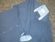 Ted Baker Dress Shirt Mens 17 34/35 Blue Check Endurance Button Up Long Sleeve