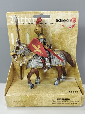 Schleich Ritter Knight w/Lance on Horse Figure Gold Silver No. 70017 RETIRED NEW