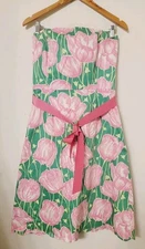 Lilly Pulitzer Women's Dress Size 14 Strapless Angelette Tulips Cocktails Summer