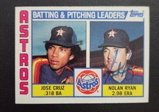 1984 Topps #66 Astros Leaders Jose Cruz signed autographed card by Nolan Ryan