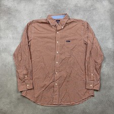 Chaps Shirt Mens XL Long Sleeve Check Plaid Western Button Down, Orange