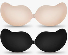 Silicone Self-Adhesive Strapless Push Up Wireless Bra Beige Cup A One Size