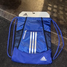 Adidas Alliance II Sports Sackpack Drawstring Bag Zipper Pockets Blue NWT
