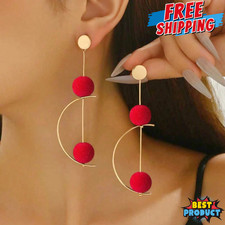 Boho Long Drop Earrings Rotatable Geometric Ball Pendant Retro Jewelry for Women