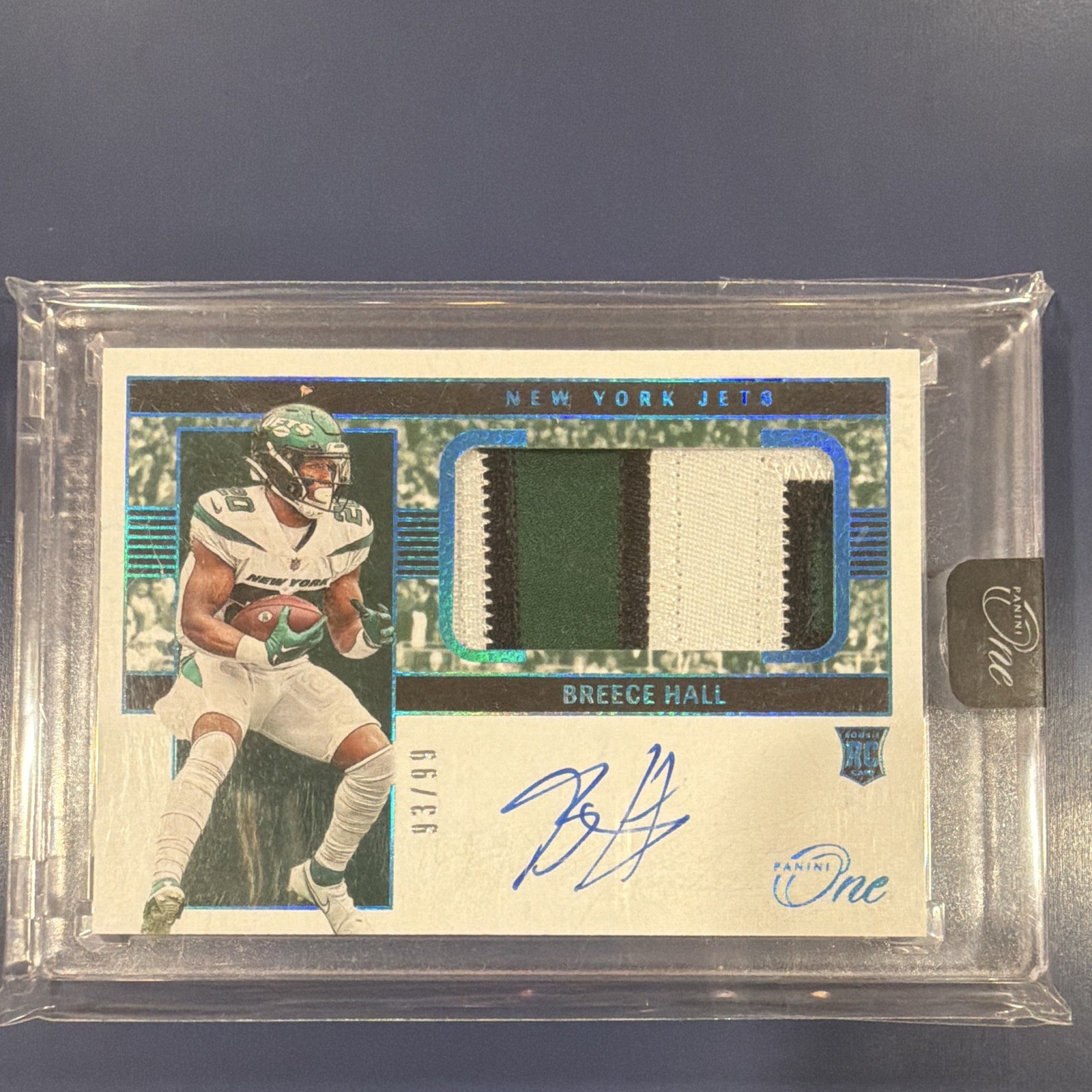 Panini 2022 Panini One Breece Hall Auto Patch /99 New York Jets #13 view 1
