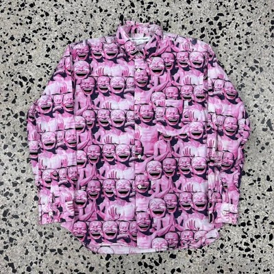 COMME DES GARCONS SHIRT X YUE MINJUN LAUGHING MAN AOP SHIRT:
