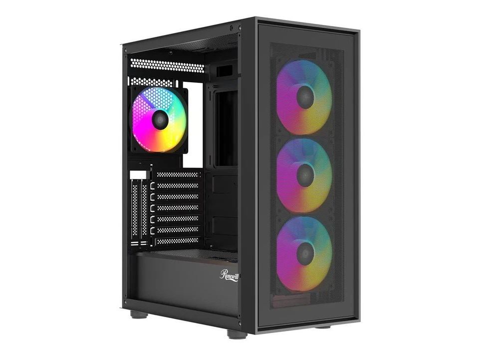 Rosewill ACA504B ATX Mid-Tower PC Case - Mesh Front, Tempered Glass, ARGB Fans, - Image 2 of 4