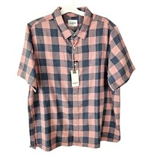 Mens 2XB Big & Tall Goodfellow & Co Pink & Blue Plaid Short Sleeve Cotton Shirt