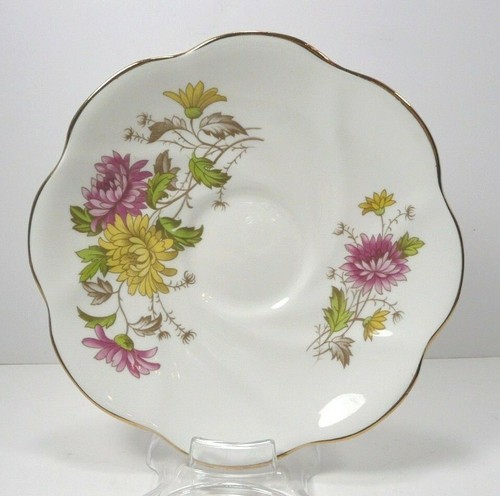 Vintage Royal Taunton Cup Saucer White Pink Yellow Flowers Gold Trim England A - Picture 7 of 12