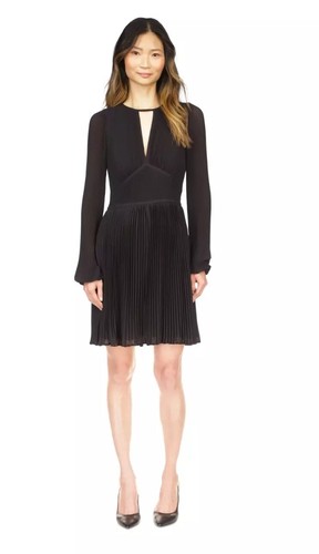 Michael Kors Women's Petite Pleated Mini Dress, Black P/S