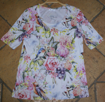 EFIXELLE v. Peter Hahn Zaida Shirt weiß bunt floral Gr. 42/ L NEU NP 69,99  