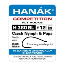 Hanak Competition H 360 BL Czech Nymph & Pupa Barbless Hooks 25 Pack vari sizes