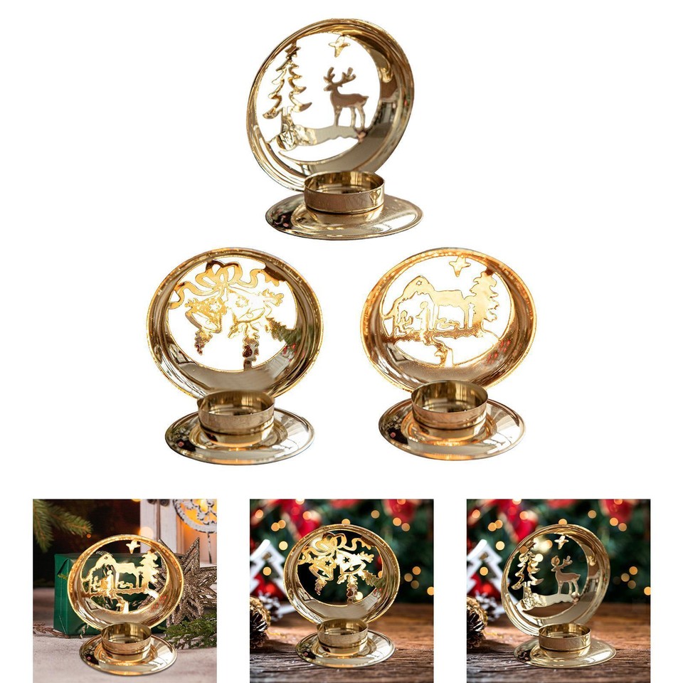 Christmas Candlestick Fireplace Candelabra Tealight Candle Holder