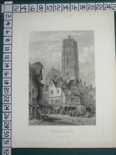 1875 ANTIQUE PRINT ~ CATHEDRAL AT RODEZ