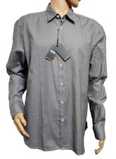 Hugo Boss Men's Regular Fit Long Sleeve Gray Black Cotton Shirt Size XL NWT. 55