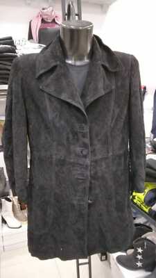 Damen Woman Mantel schwarz Echtleder Gr. 42 MON 974 LZ