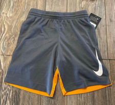 Boys 24 Nike Dri-Fit Dark Gray Orange Elastic Waist Pull-On Shorts Size 6