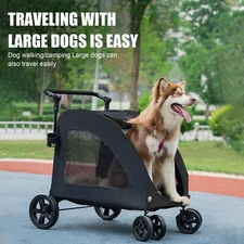 XXL Heavy Duty Dog Stroller Double Door Pet Trolley Carrier Cart Foldable Jogger