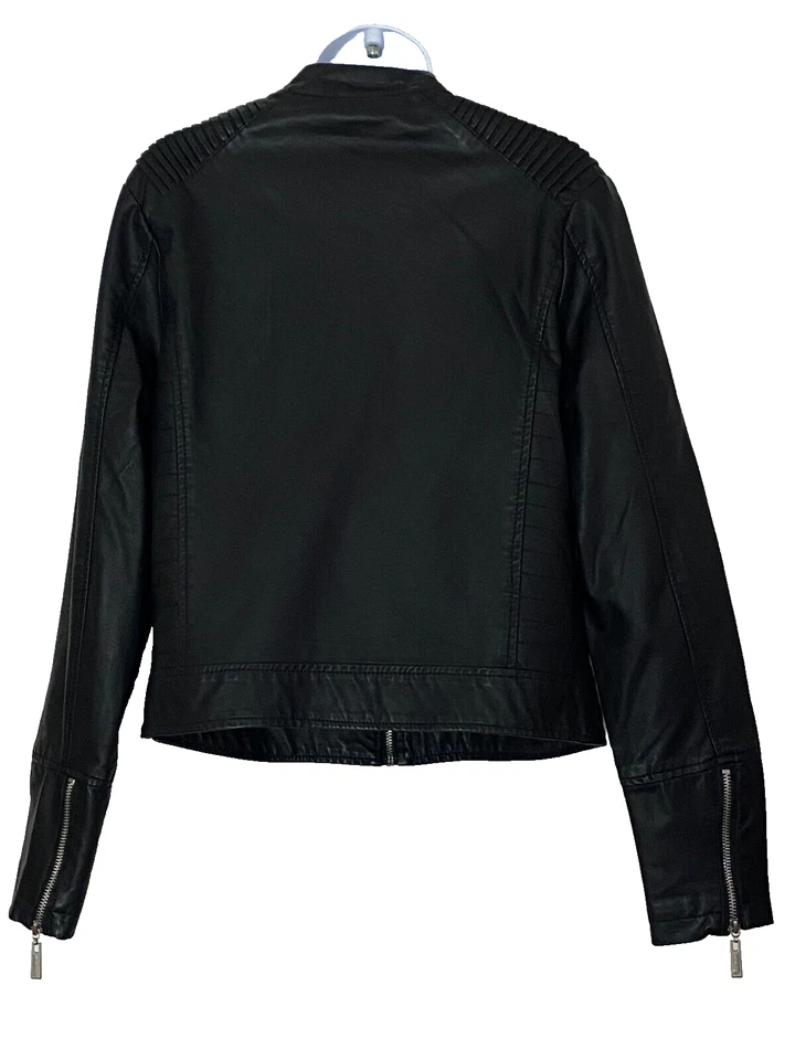 Chaqueta Joujou Moto Mujer Talla Grande Negra Bolsillos con Cremallera Cuero Sintético Foto 2 de 4