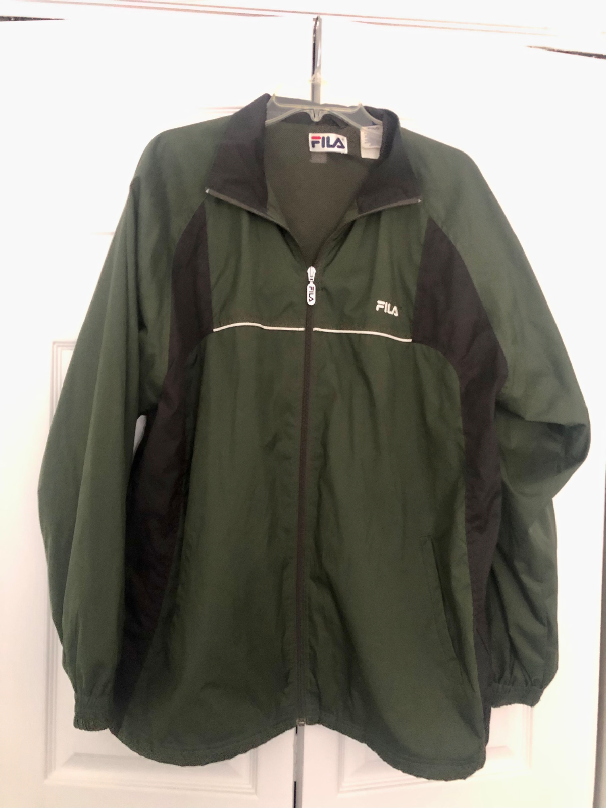 Giacca a vento Fila uomo grande full zip fodera in rete verde navy