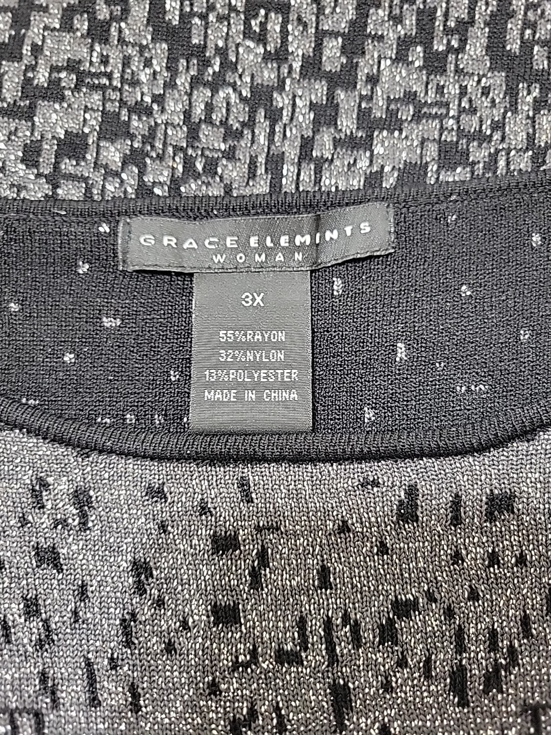 Grace Elements top Black/Silver  Size 3X EUC - image 7