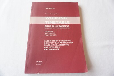 1996 Railway Working Timetable Section PA Lavington Reading Basingstoke