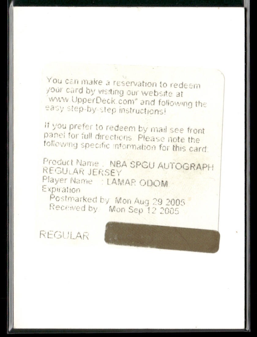 Lamar Odom Upper Deck NBA SP Game Used Jersey Auto Card EXPIRED