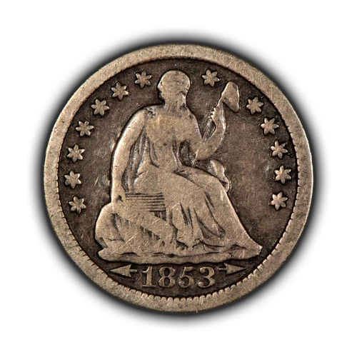 1853 H10c Seated Liberty Half Dime - Arrows - Grey Patina - VG - SKU-Z5061