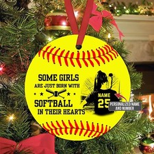 Personalized Softball Ornament Girls with Softball in Their Souls Circle Ornamen