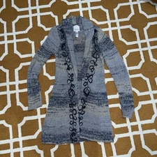 Mise en Scene Ruffian Anthropologie Sweater Women S Wool Blend Gray Tan Cardigan