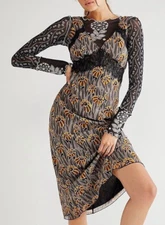 Free People NWT Size Medium Anna Sui Posies And Pop Flowers Dress 2 pc Set New