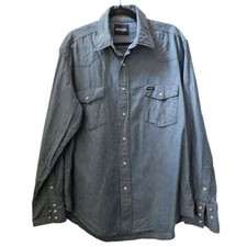 Vintage Wrangler Mens XL Denim Pearl Snap Button Up Shirt Light Wash Western Y2K