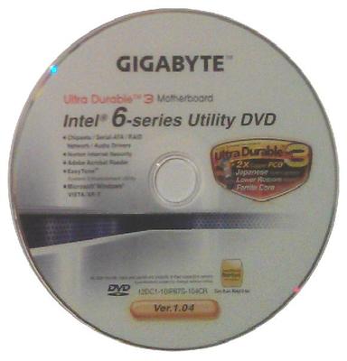 original gigabyte Mainboard Treiber CD DVD Intel GA-P61A-D3 Win XP 7 Vista ~5