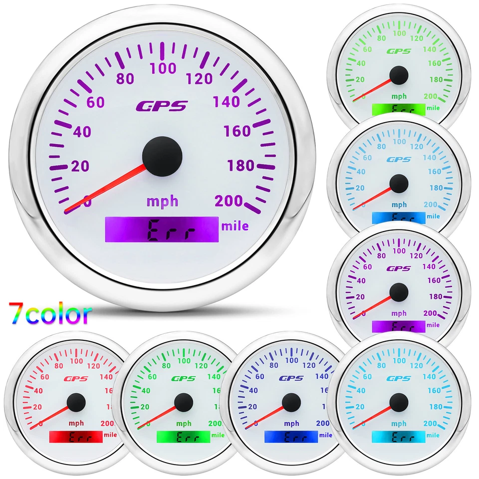 6 Gauge Set 85mm GPS Speedometer 200MPH&Tachometer 6000RPM for Boat Car Truck - Image 2 of 4