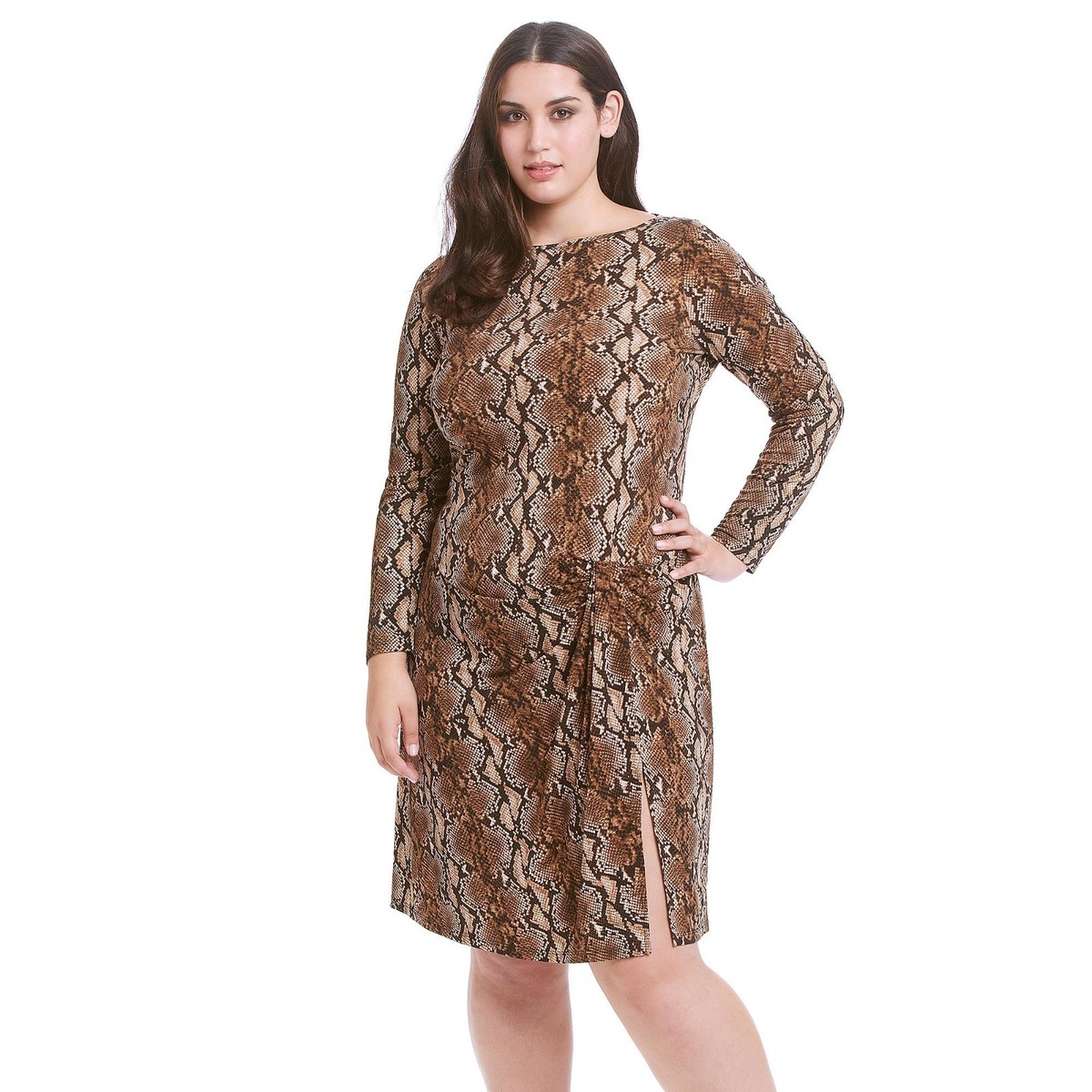 green emerald velvet dress Michael Michael Kors Plus Size Animal-Print Faux-Wrap Dress – Suntan, –  Vanessa Jane main image 1