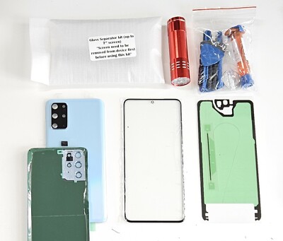 Front Glass Lens Screen Blue Back Cover Repair Replacement Fit Galaxy S20 Plus