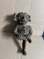 LARGE SOLID BRASS LINCOLN IMP DEMON ELF GOTHIC MASONIC  DOOR KNOCKER (Y88)