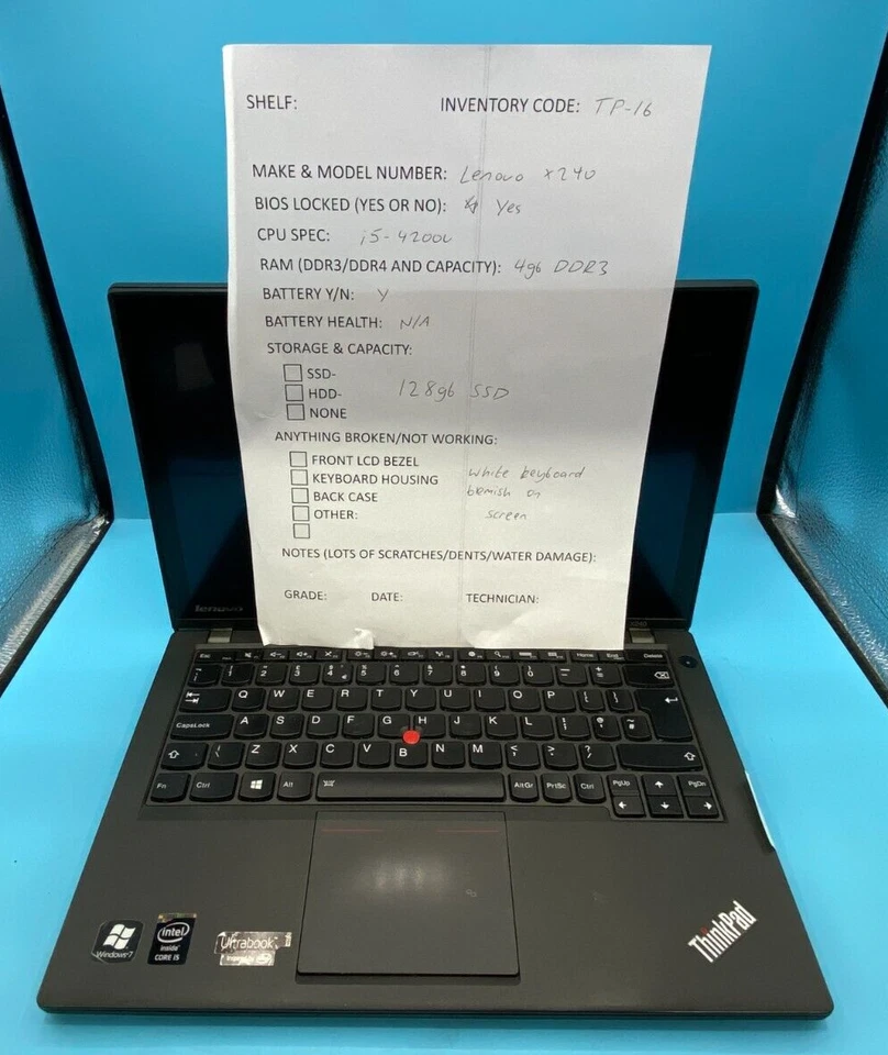 Lenovo ThinkPad X240 - i5 4200U - 4GB RAM - 128GB SSD - BIOS LOCK (OFFERS OK) - Image 2 of 4