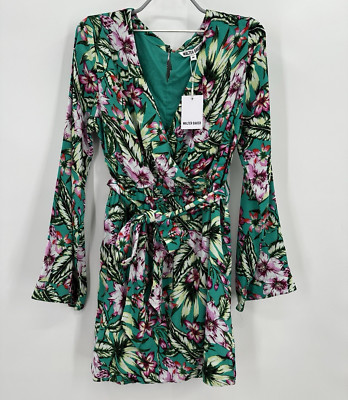 Walter Baker Jubilee Floral Faux Wrap Dress size M Amazon Tropical NWT Mini