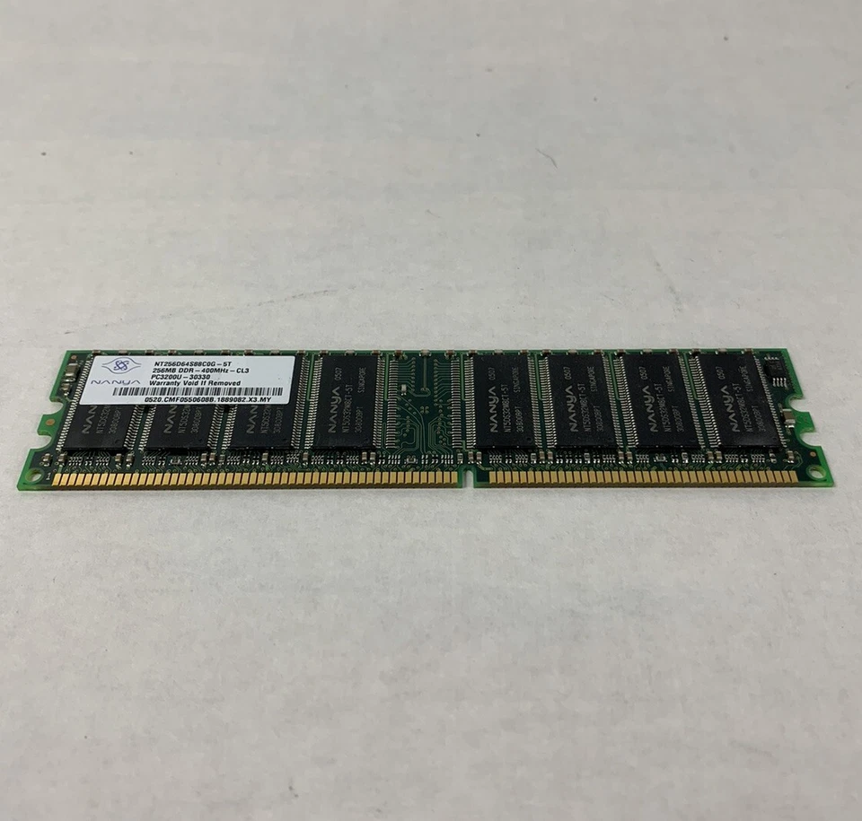 Nanya 256MB DDR-400MHz-CL3 PC3200U-30330 NT256D6t4S88C0G-5T (Lot of 5) - Image 3 of 4