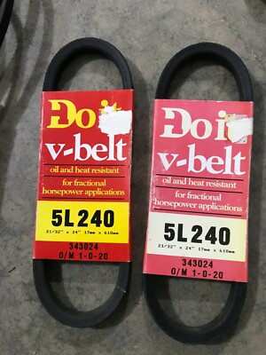 2-pack DOIT Do it Best 30667 V-Belt 40-degree Bevel Rubber #5L240 21/32'' X 24''