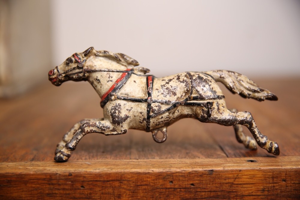 Antique CAST IRON HORSE DRAWN FIRE ENGINE Ladder WAGON Toy BY HUBLEY Horse ONLY