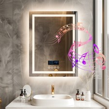Badezimmerspiegel mit Beleuchtung Bluetooth Uhr Touch Antibeschlag Dimmbar 
